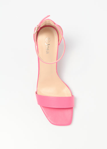 Sandales talon haut bout carré à brides Fuchsia