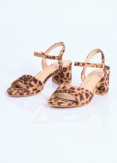 Sandales chic en simili cuir ou suédine Leopard