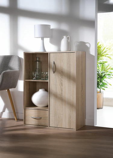 Etagère 2 niches + 1 porte + 1 tiroir 2M Marron Clair