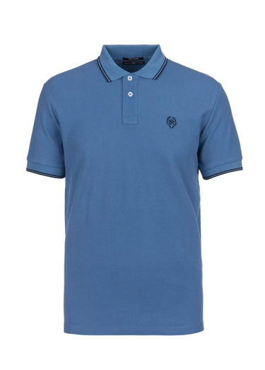 Polo manches courtes détails contrastés Indigo