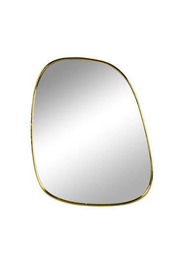 Miroir forme asymétrique bord métal Dore