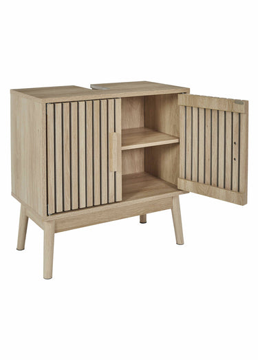 Meuble sous vasque en bois claustra Marron