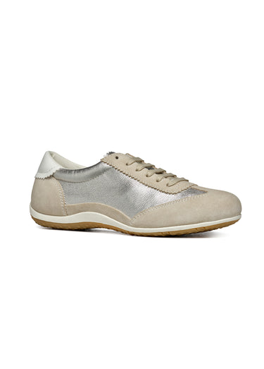 Baskets multimatières à lacets semelle fine Taupe Dore