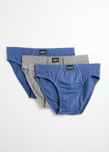 Slips coton taille élastiquée, essentiels Bleu /Gris Fonce