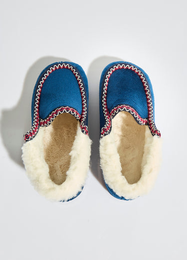 Chaussons montants largeur confort fourrés chaud Marine