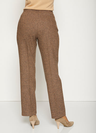 Pantalon droit chevrons ou chiné entrejambe 70 cm Chevrons Marron