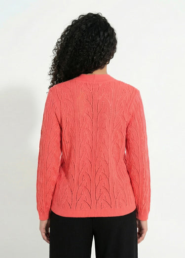 Gilet court boutonné ajouré Corail