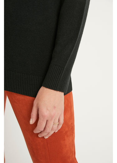 Pull doux col V manches longues Noir