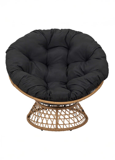 Fauteuil rembourré rotatif rotin, foncé Noir