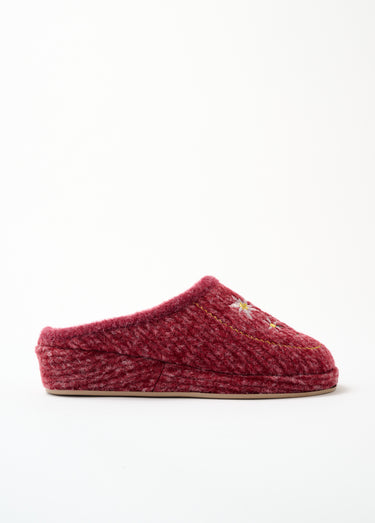 Chaussons mules brodés largeur confort Bordeaux