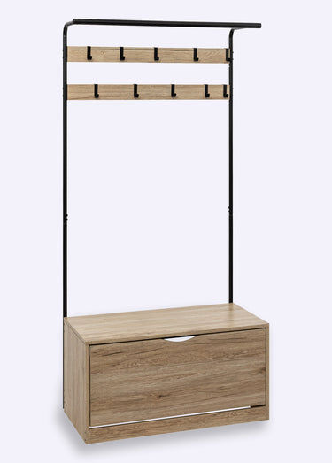 Meuble 3 en 1 vestiaire + chaussures Noir / Bois