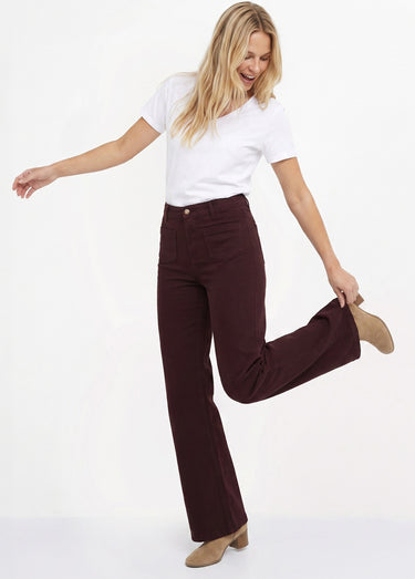 Jean flare taille haute, spécial PETITE Bordeaux