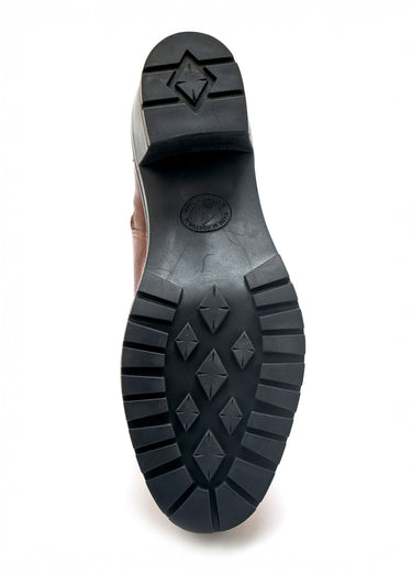 Boots lacées à talon semelle crantée Marron