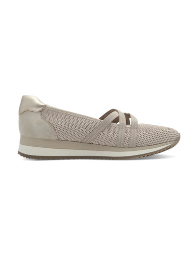 Ballerines élastiquées semelle compensée Beige/Gold