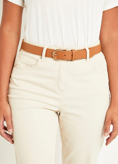 Ceinture en cuir avec boucle Camel