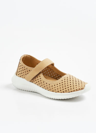 Ballerines à scratch aspect tressé Beige