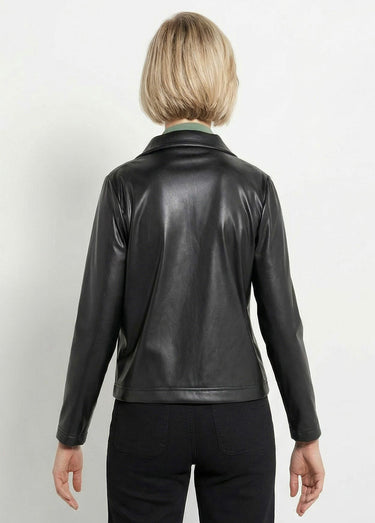 Veste zippée style motard, simili cuir Noir