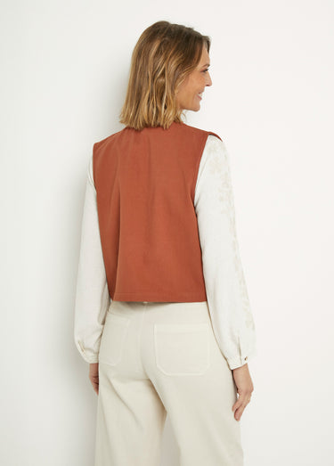 Gilet sans manches brodé style scandinave Paprika