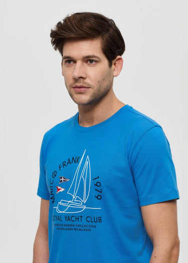 T-shirt manches courtes, thème nautique Bleu Royal