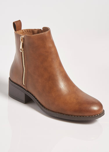 Boots à talon avec double zip Camel