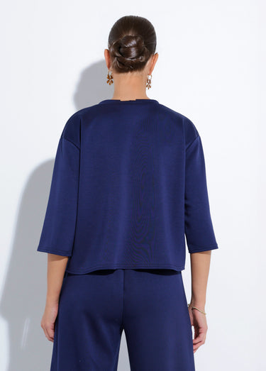 Sweat coupe confort avec manches 3/4 Marine