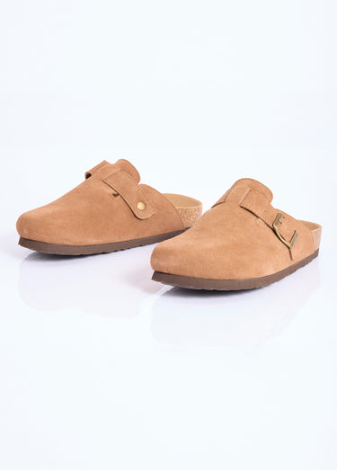Mules sabots anatomiques en suédine Camel
