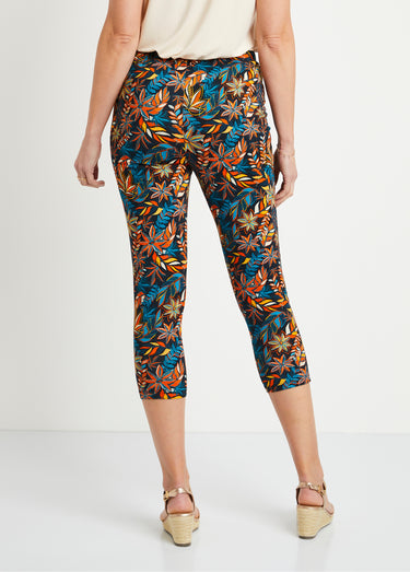 Legging court coton taille élastiquée Imp Fond Noir