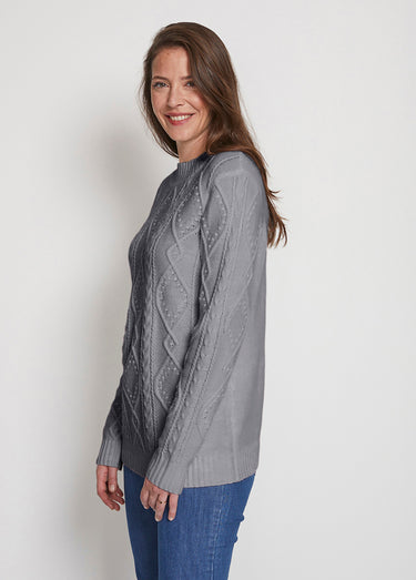 Pull chaud court col montant torsades Gris