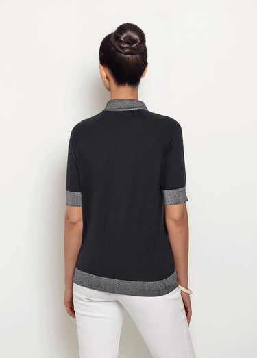 Polo en maille avec détails fil brillant Marine