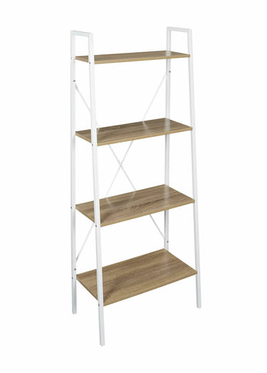 Etagère design large métal clair et bois Bois / Blanc