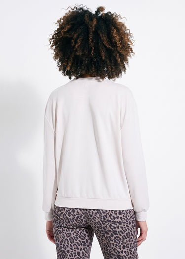 Sweat volume boite molleton brodé détail brillant Ecru