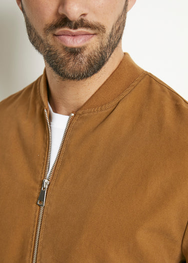 Blouson zippé type teddy Cognac