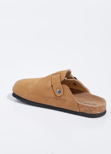 Mules à boucle et semelle anatomique Camel