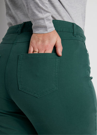 Pantalon droit 5 poches coton stretch Vert