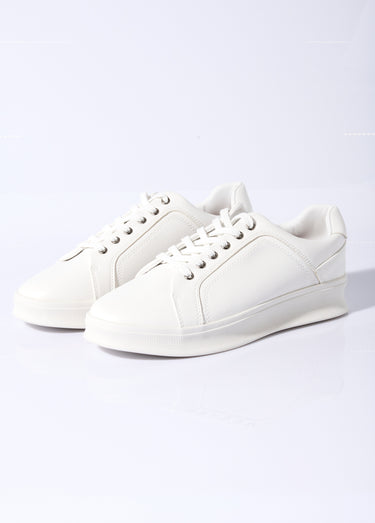 Baskets style épuré avec lacets cirés Blanc