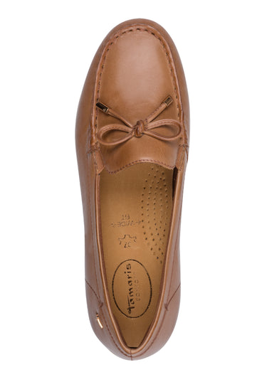 Mocassins confort cuir semelle compensée Cognac