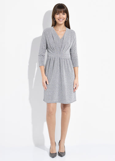 Robe courte chic en maille métallisée Argent