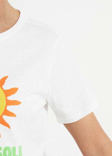 T-shirt coton avec message Sotto il Sole Blanc