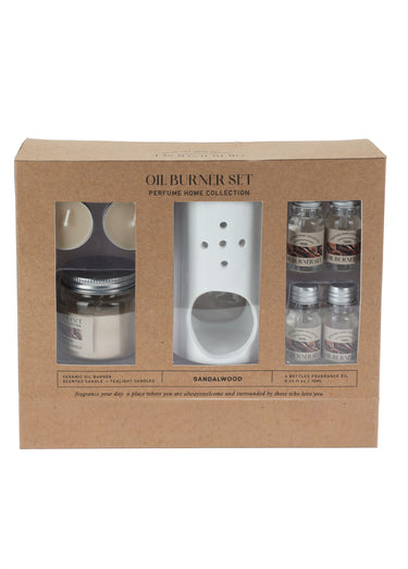 Set brûle parfum + 4 huiles essentielles Blanc