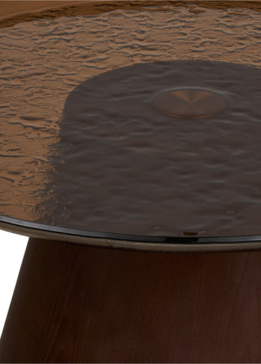 Table basse en verre et frêne ORVIETO Brun Fonce