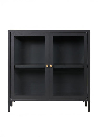Buffet moderne 2 portes vitrées, foncé Noir