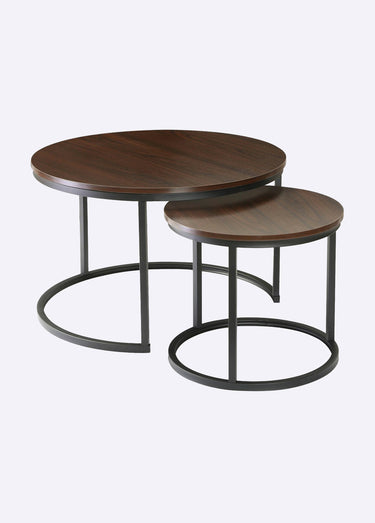 LENNY Tables basses plateau effet noyer Bois Fonce