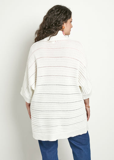 Gilet long ajouré coupe confort Ecru