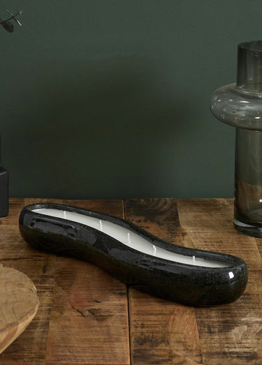 Bougie design en céramique, long 30cm Noir