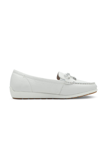 Mocassins confort cuir semelle compensée Blanc