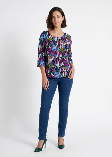 T-shirt tunique blousant manches 3/4 Imprime Parme
