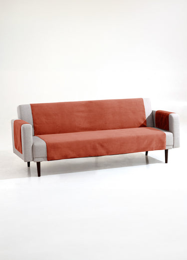 Protège-salon antiglisse tissu velouté Paprika