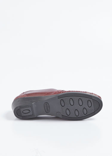 Mocassins élastiqués cuir largeur confort Bordeaux