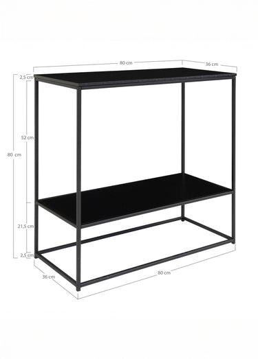 Console épurée 2 niveaux, bois et métal Noir