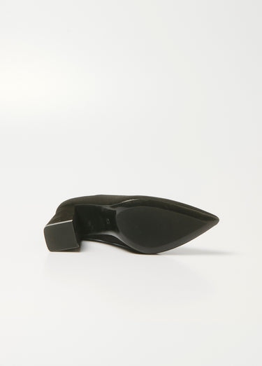 Escarpin talon haut large, finition daim Noir